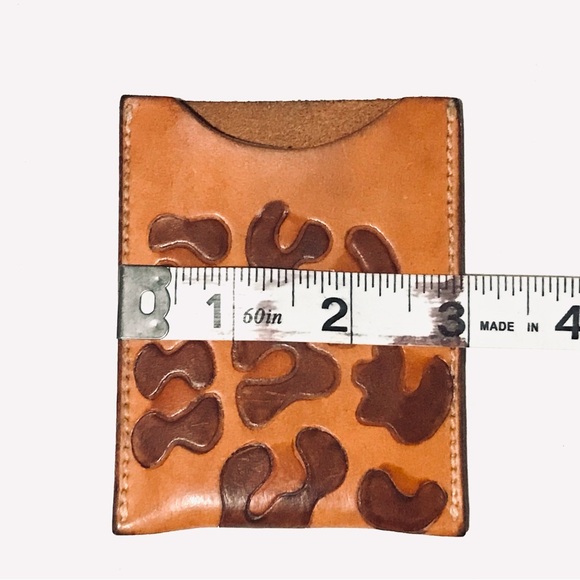 McIntire Saddlery Leopard Print Full Grain Saddle Leather Card Holder - Picture 2 of 5
